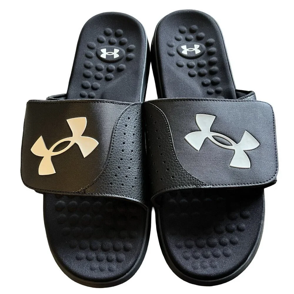 Under Armour Men's‎ Ignite Pro Slide Sandal Black/Black/White Size 17, New!